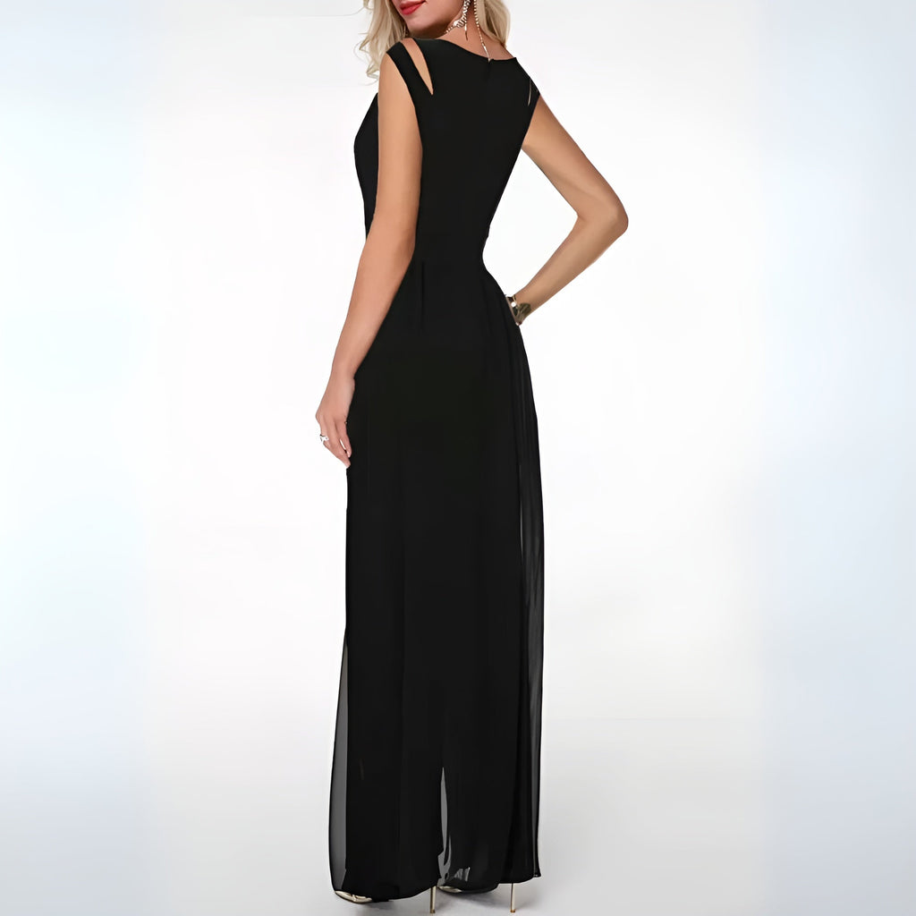 SUENTA Damen Jumpsuit Trendy Ärmelloses Design Schulterakzent - Overall