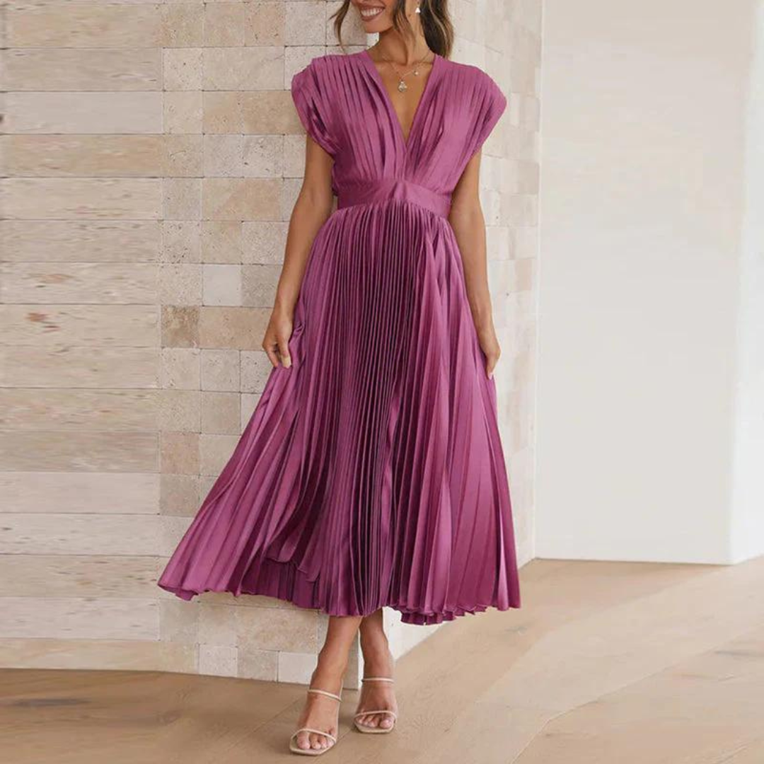 SUENTA Damen Abendkleid - Midi-Länge mit V-Ausschnitt Voilett