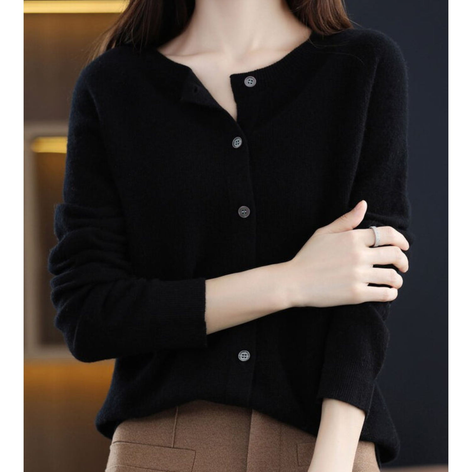 Cicada -  Damen Rundhals Cardigan Pullover
