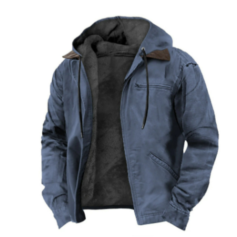 SUENTA Herren Klassische Kapuzen Jacke Warme Winter Alltag Hellblau