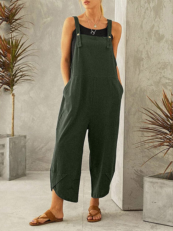 SUENTA Damen Latzhose – Freizeit Overall mit Knopfbund und Lockerer Passform Grün