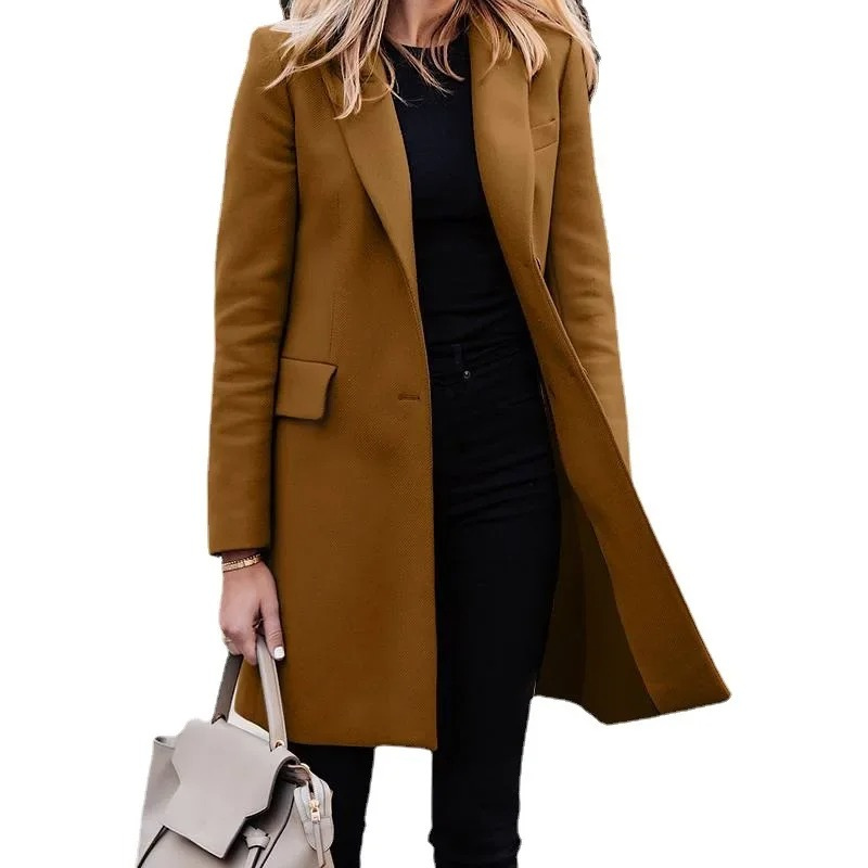 SUENTA Damen Trenchcoat Eleganter Einfache Knotung Edlen Materialien