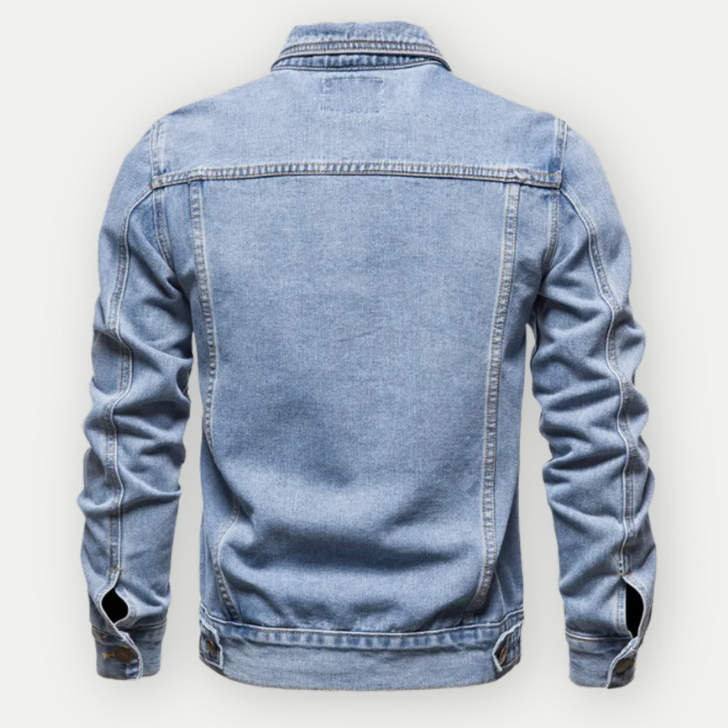 SUENTA Denim Jeansjacke - Indigo Gewaschen Mit Knopfleiste Sommer