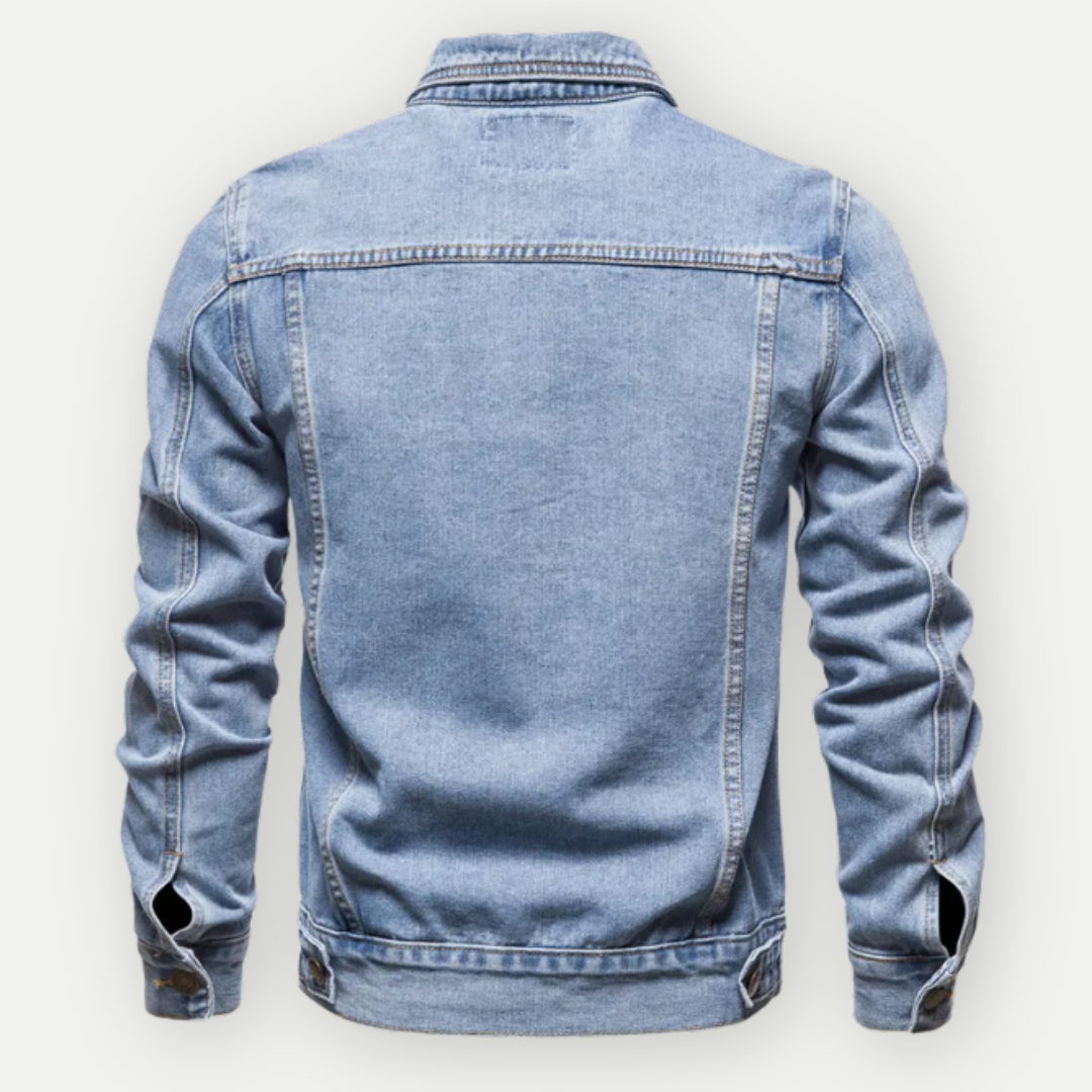SUENTA Denim Jeansjacke - Indigo Gewaschen Mit Knopfleiste Sommer