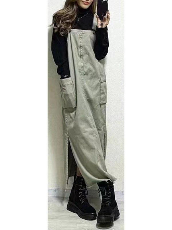 SUENTA Damen Overall Kleid – Lässiger Einteiler mit Seitenschlitzen und Eleganter Optik Helloliv