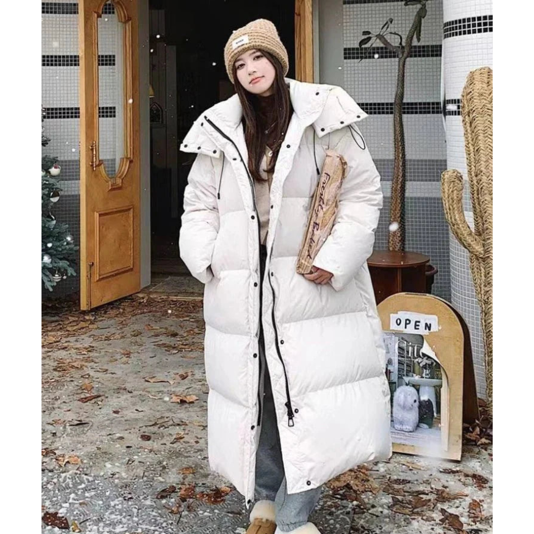 SUENTA Heartbeats Damen Lange Pufferjacke - Warm und Gemütlich mit Kapuze