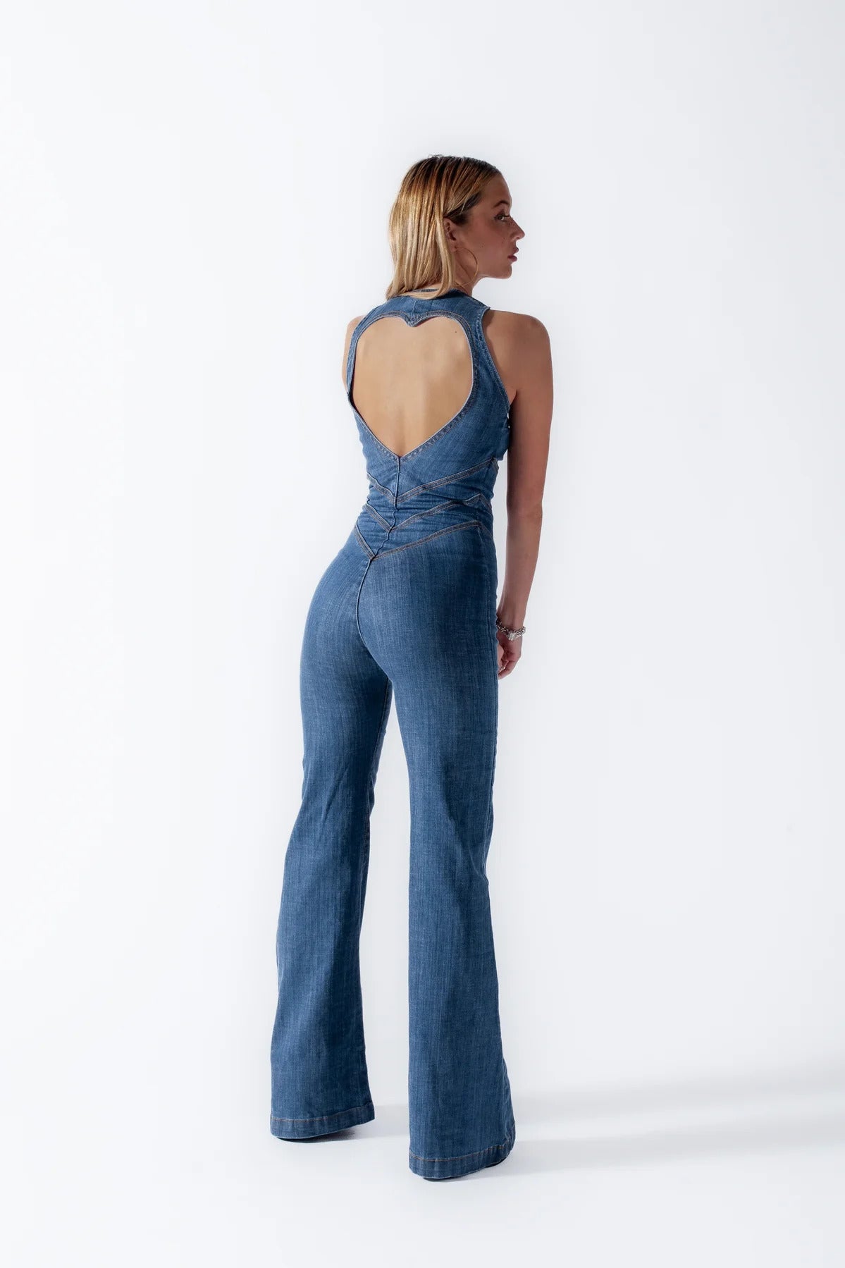 SUENTA Damen Denim-Overall Rückenausschnitt Herzförmigem
