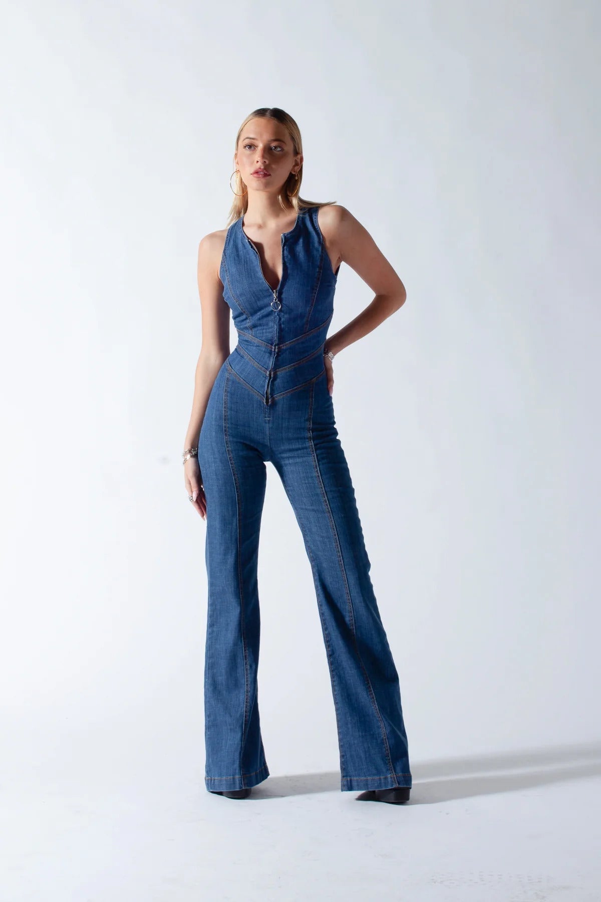 SUENTA Damen Denim-Overall Rückenausschnitt Herzförmigem XXL