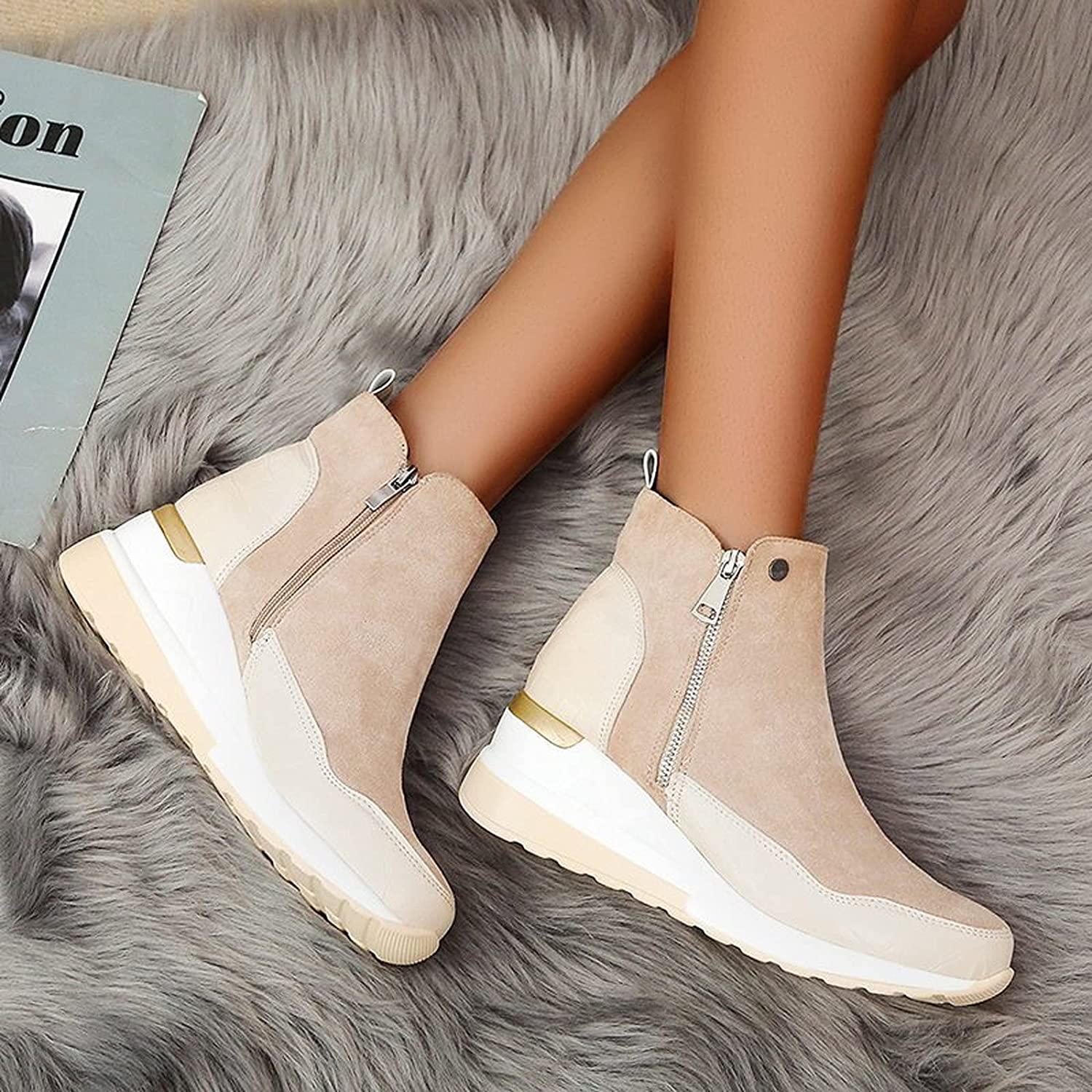 SUENTA Damen Bequeme Wasserdichte Stiefeletten Weiches Material - Winterstiefel