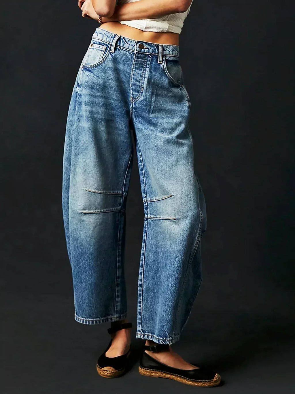 Amore | Damen Bedruckte Jeans mit Weitem Bein
