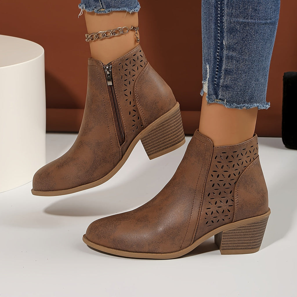 Dôre | Damen Stiefeletten zum Hineinschlüpfen mit seitlichem Reißverschluss