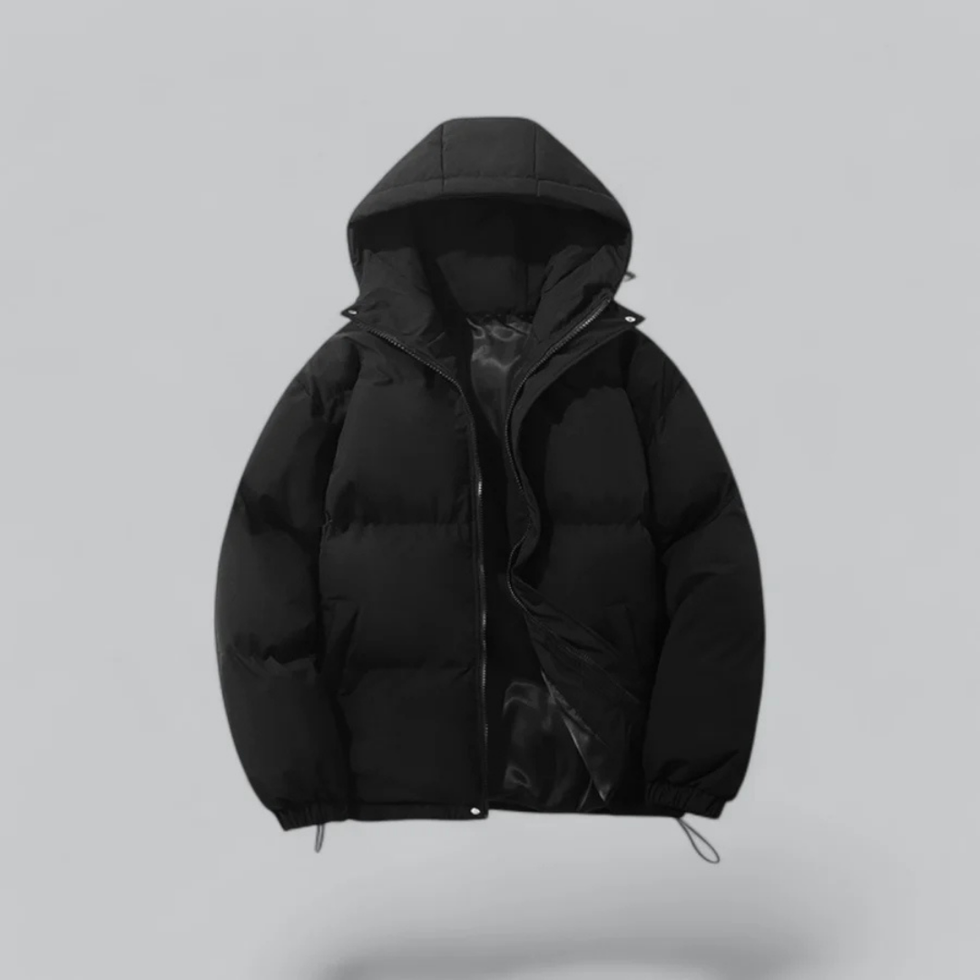 SUENTA Sunkisses Unisex Daunenjacke - Klassisch Warm mit Kapuze Schwarz
