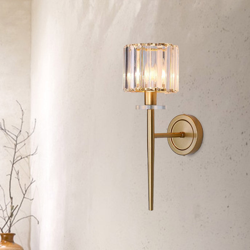 SUENTA Kristallblock Wandleuchte Gold 1 Licht Eisenstiftarm Gold