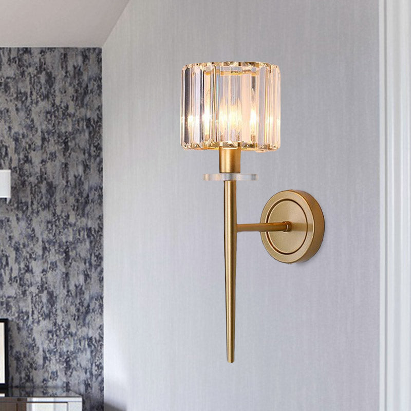 SUENTA Kristallblock Wandleuchte Gold 1 Licht Eisenstiftarm