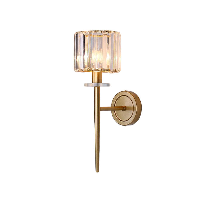 SUENTA Kristallblock Wandleuchte Gold 1 Licht Eisenstiftarm