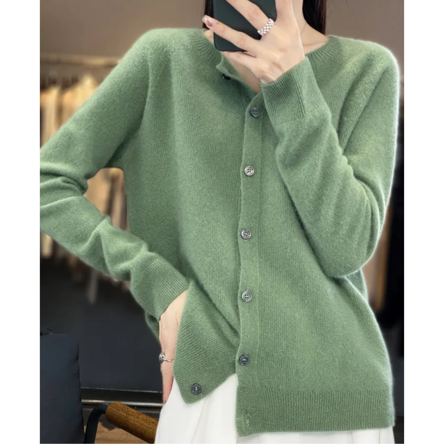 Cicada -  Damen Rundhals Cardigan Pullover
