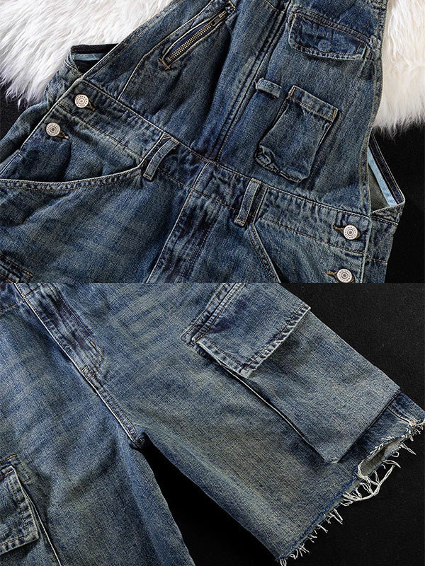 SUENTA Damen Denim Latzshorts – Vintage Inspirierter Overall mit Lockerer Passform