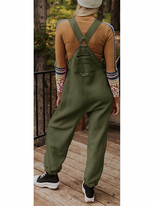 SUENTA Damen Fleece Thermo Overall – Warmer Einteiler mit Praktischen Reißverschlusstaschen
