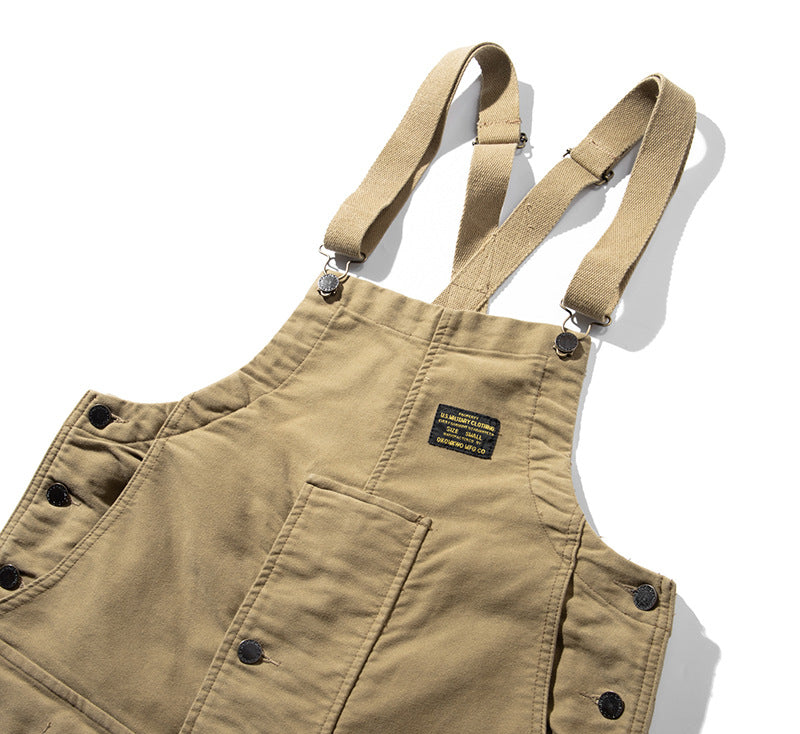 SUENTA Unisex Moleskin Latzhose – Overall mit Zugband und Praktischer Frontklapptasche