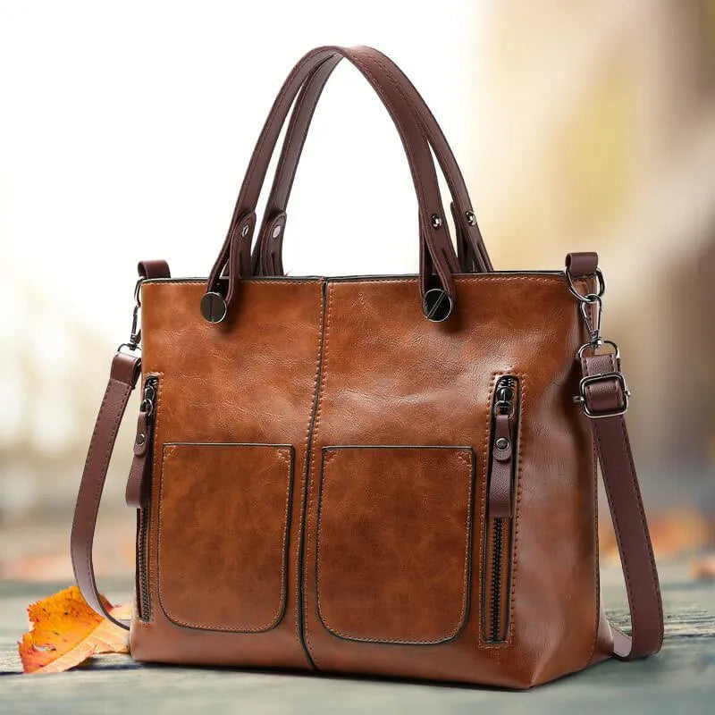 SUENTA Damen Tasche Im Vintage-Stil Retro-Look Material Qualität Braun