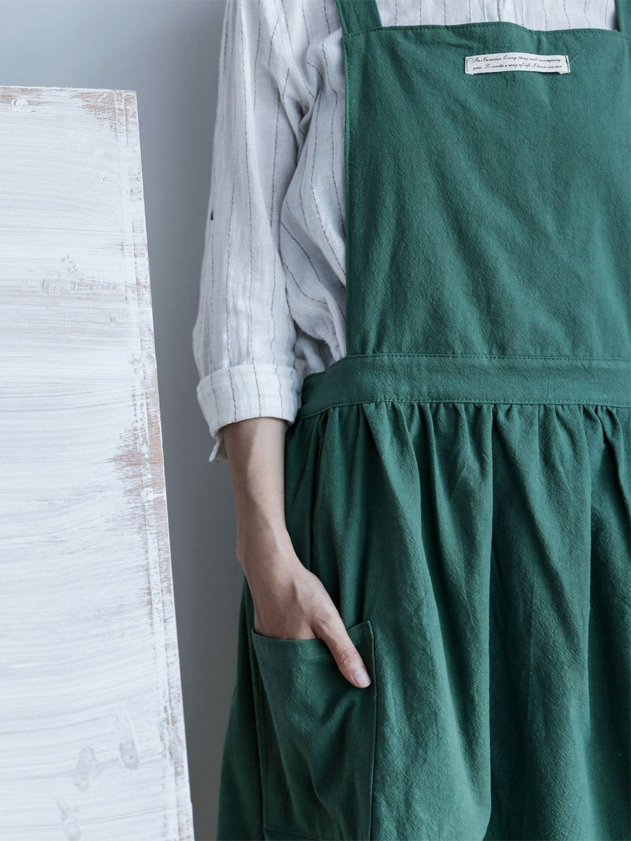 SUENTA Damen Baumwoll Overall – Faltenschürze mit Seitentaschen für Freizeit