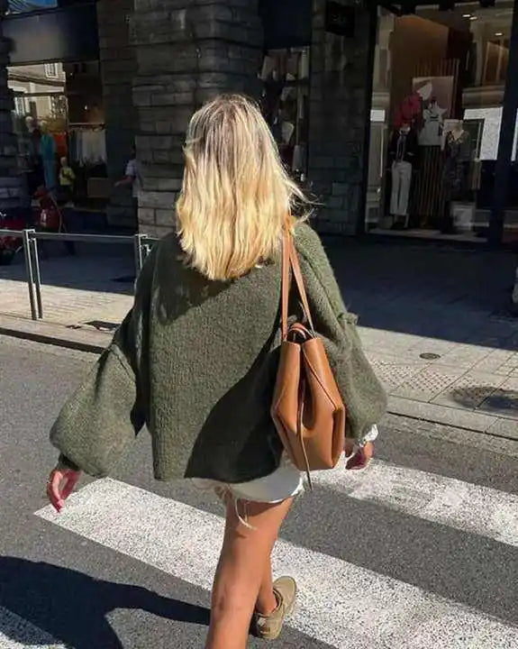 SUENTA Damen Flauschiger Oversize Strickpullover Weichen Warmen