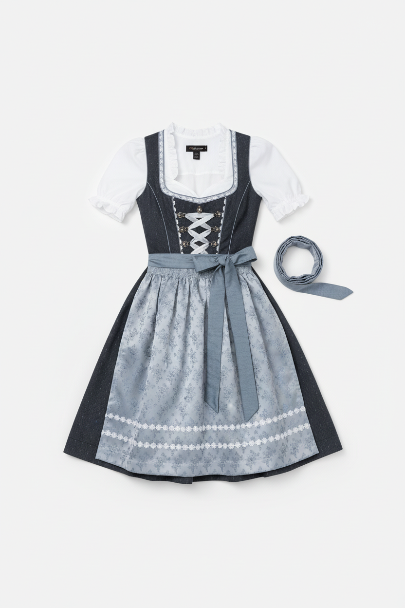 SUENTA Flames Damen Dirndl-Set - Traditionell mit Bluse und Schürze
