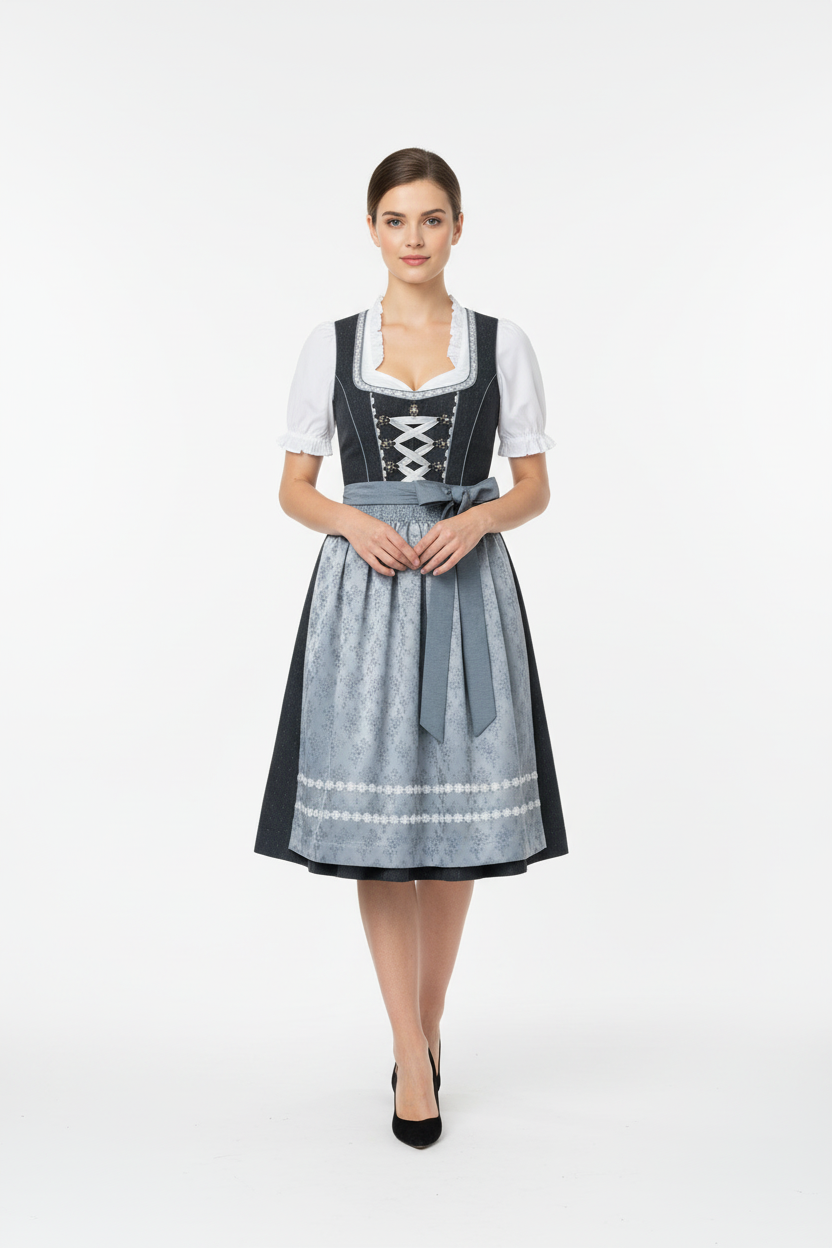 SUENTA Flames Damen Dirndl-Set - Traditionell mit Bluse und Schürze