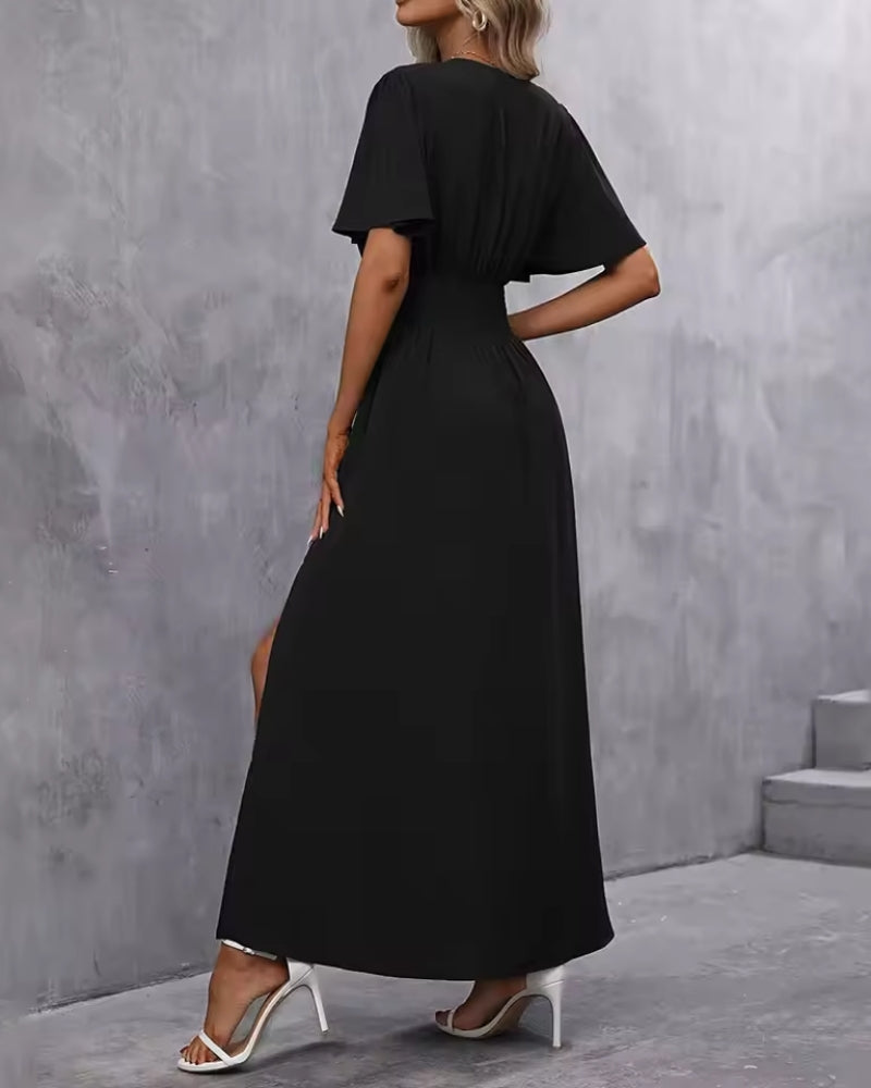 SUENTA Damen Maxi-Abendkleid – Femininer Schnitt & Tiefer V-Ausschnitt