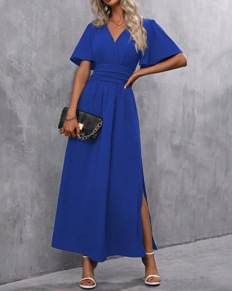 SUENTA Damen Maxi-Abendkleid – Femininer Schnitt & Tiefer V-Ausschnitt