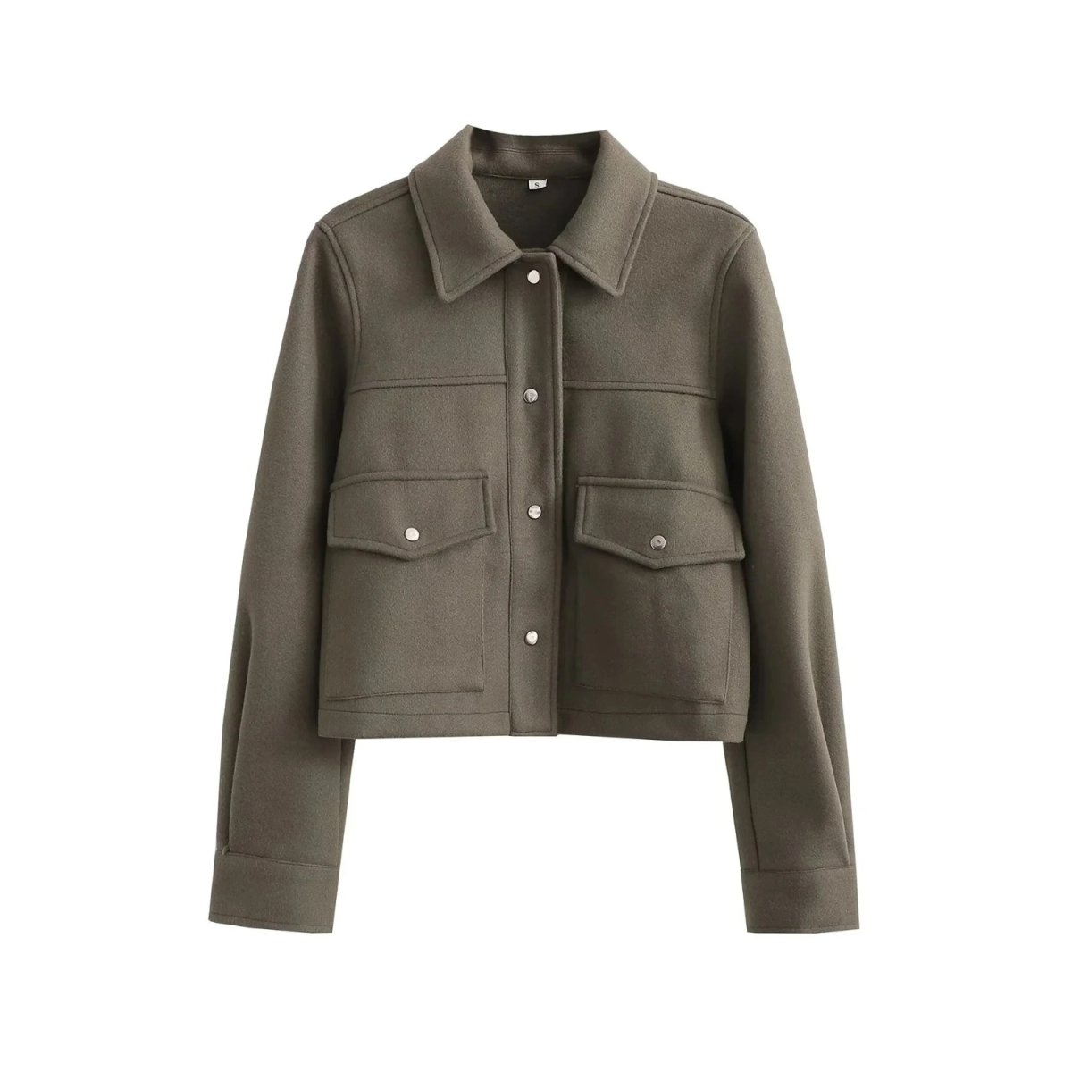 SUENTA Inspire | Schicke Übergangsjacke für Damen – Kurze Jacke mit Knöpfen und Taschen für den Alltag Armeegrün