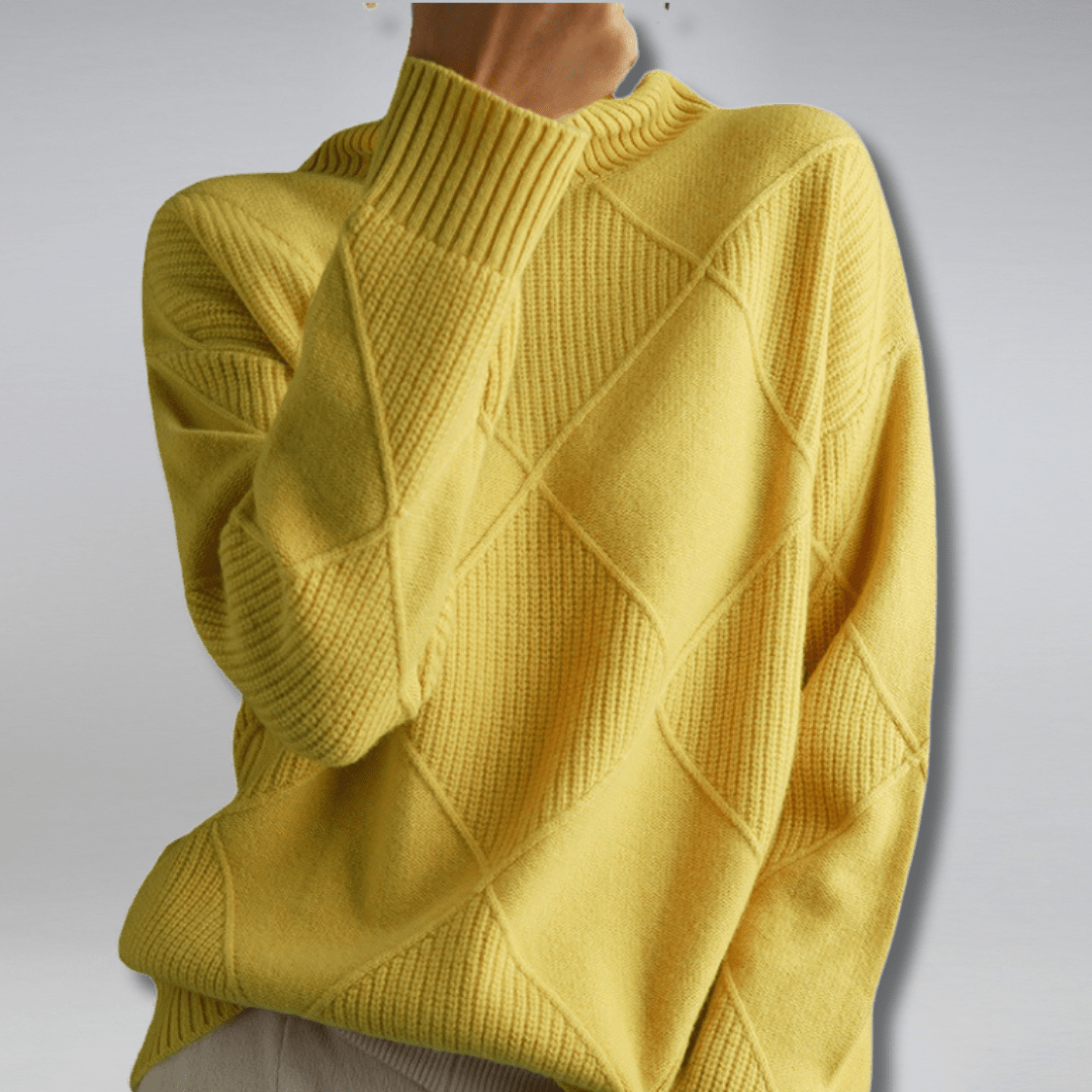 SUENTA Damen Rollkragenpullover Aus Baumwolle Luxuriöse Wärme Zeitlose Eleganz Gelb