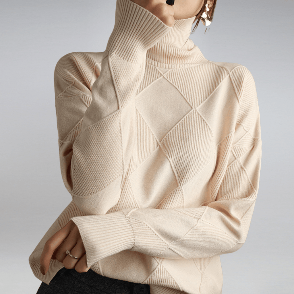SUENTA Damen Rollkragenpullover Aus Baumwolle Luxuriöse Wärme Zeitlose Eleganz Beige