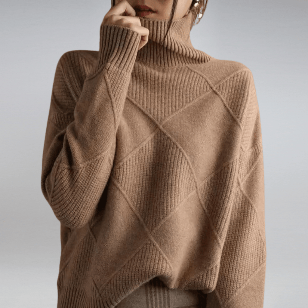 SUENTA Damen Rollkragenpullover Aus Baumwolle Luxuriöse Wärme Zeitlose Eleganz Braun