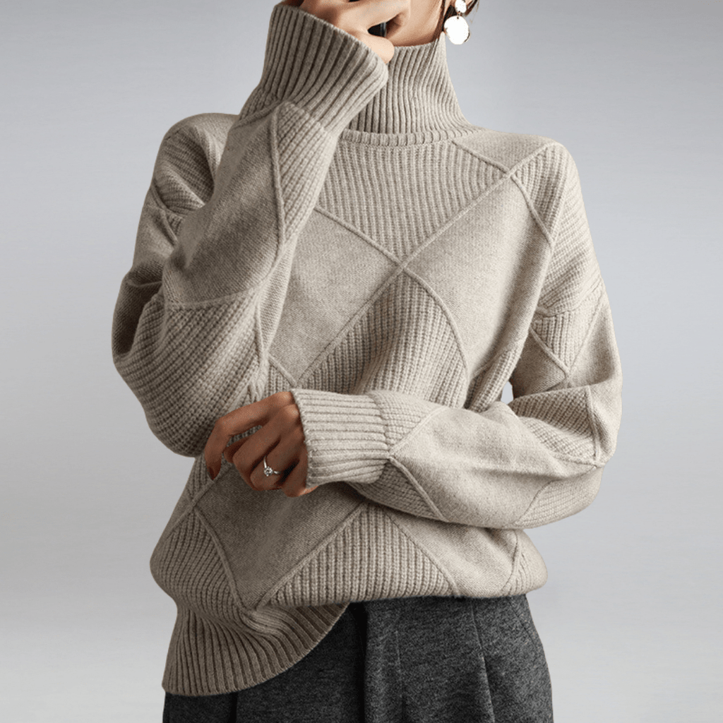 SUENTA Damen Rollkragenpullover Aus Baumwolle Luxuriöse Wärme Zeitlose Eleganz Grau