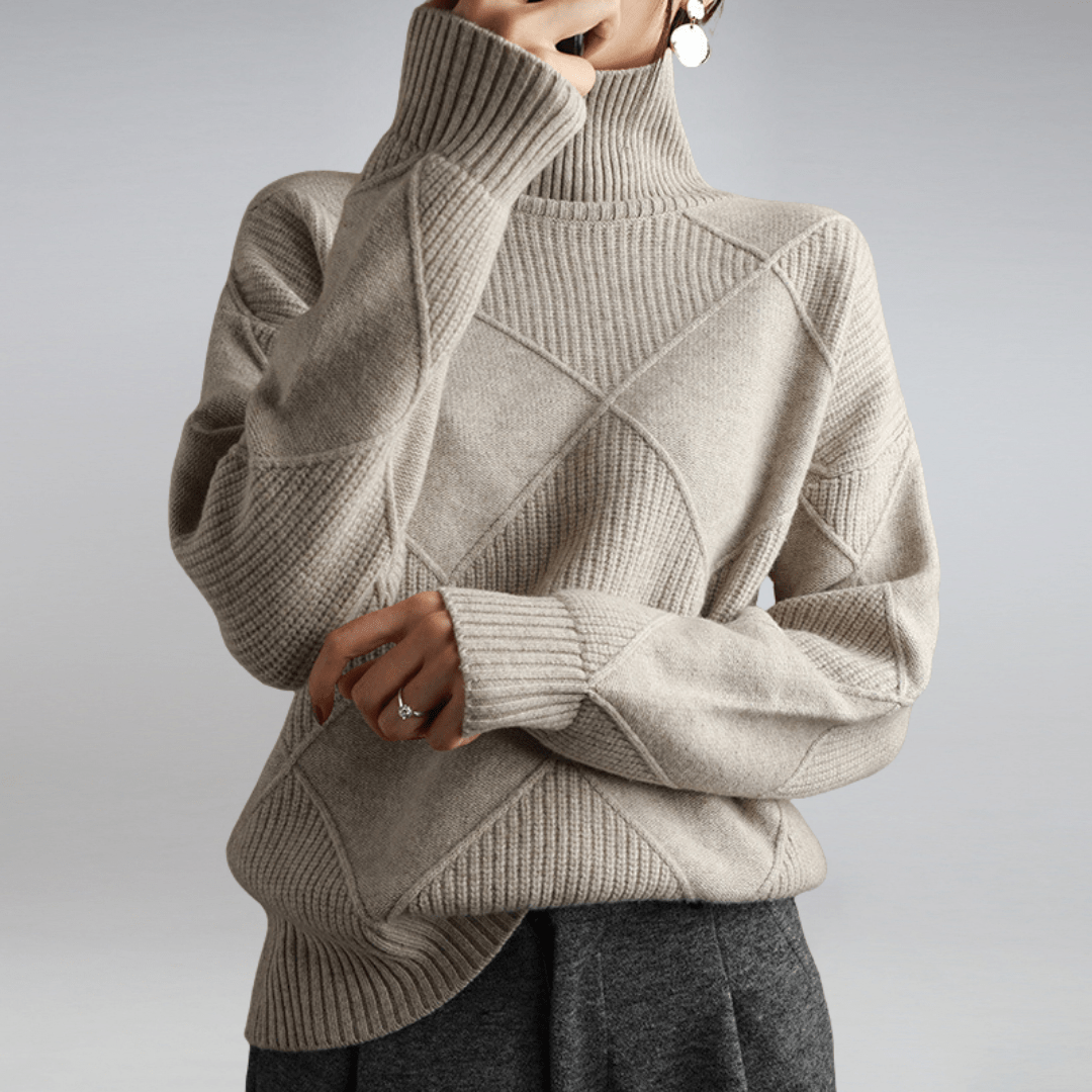 SUENTA Damen Rollkragenpullover Aus Baumwolle Luxuriöse Wärme Zeitlose Eleganz Grau