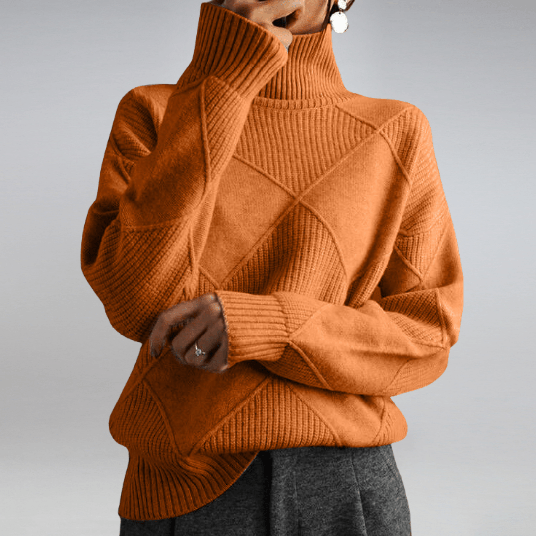 SUENTA Damen Rollkragenpullover Aus Baumwolle Luxuriöse Wärme Zeitlose Eleganz Orange