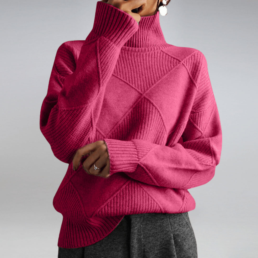 SUENTA Damen Rollkragenpullover Aus Baumwolle Luxuriöse Wärme Zeitlose Eleganz Rosa