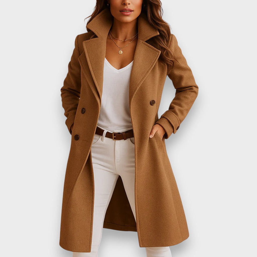 SUENTA Damen Eleganter Mantel Wärme Komfort Büro Stadtspaziergänge Camel