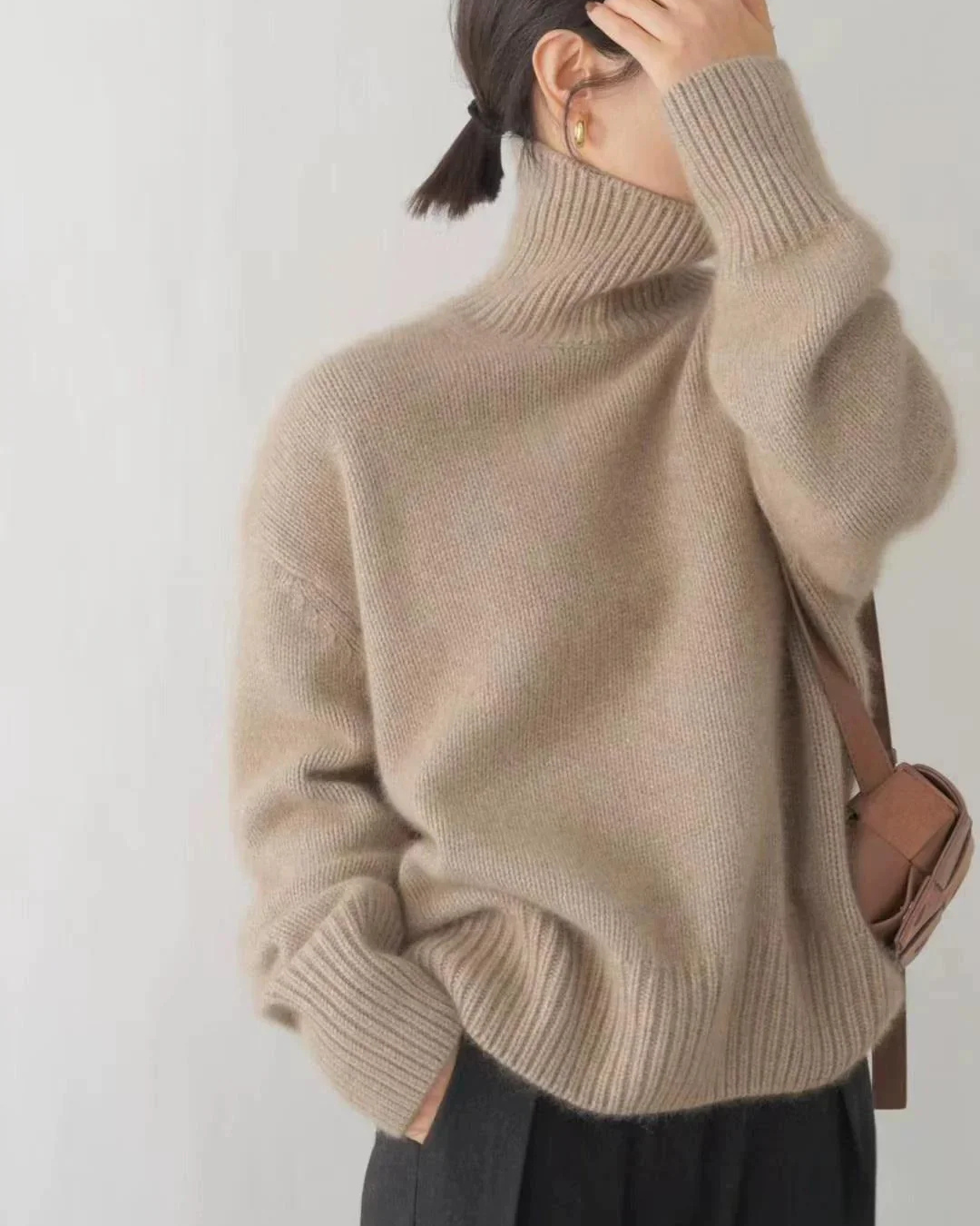SUENTA Damen Rollkragenpullover Sanfter Luxus Für Jeden Tag Khaki