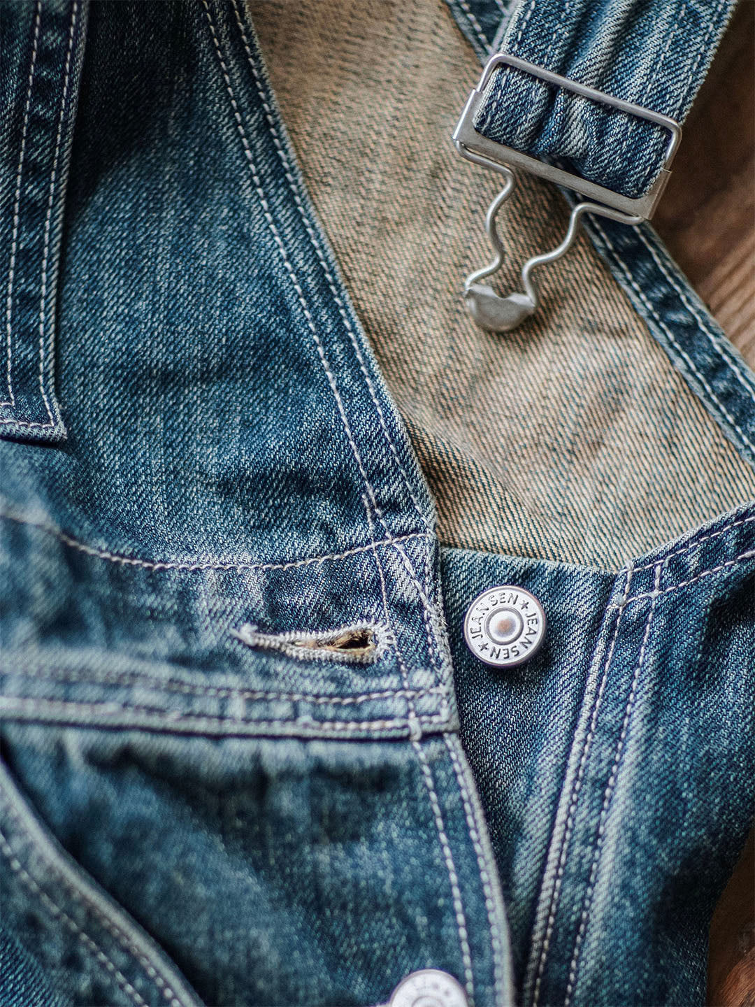 SUENTA Herren-Trägerhosen Handgefertigte Abgenutzte Denim - Overall