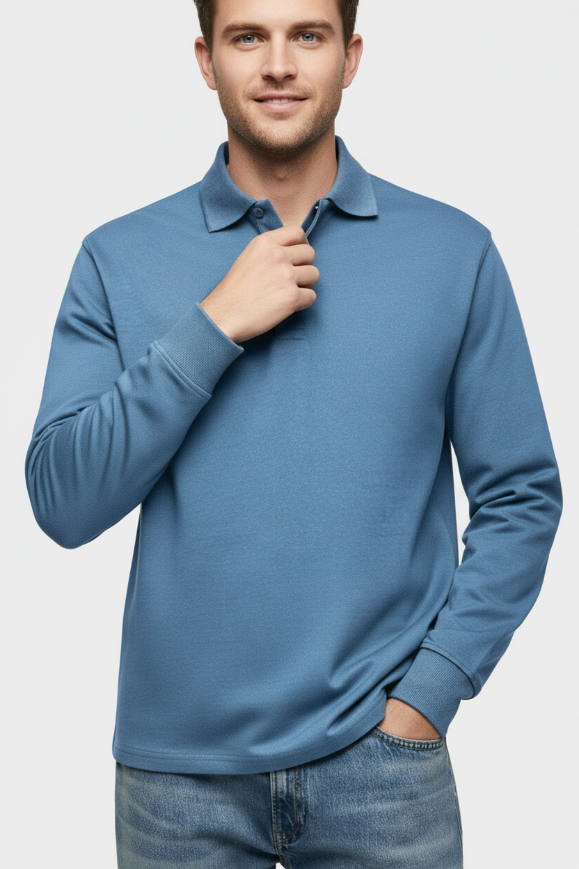 SUENTA Astos Herren Langarm-Poloshirt – Baumwolle & Klassischer Schweizer Stil