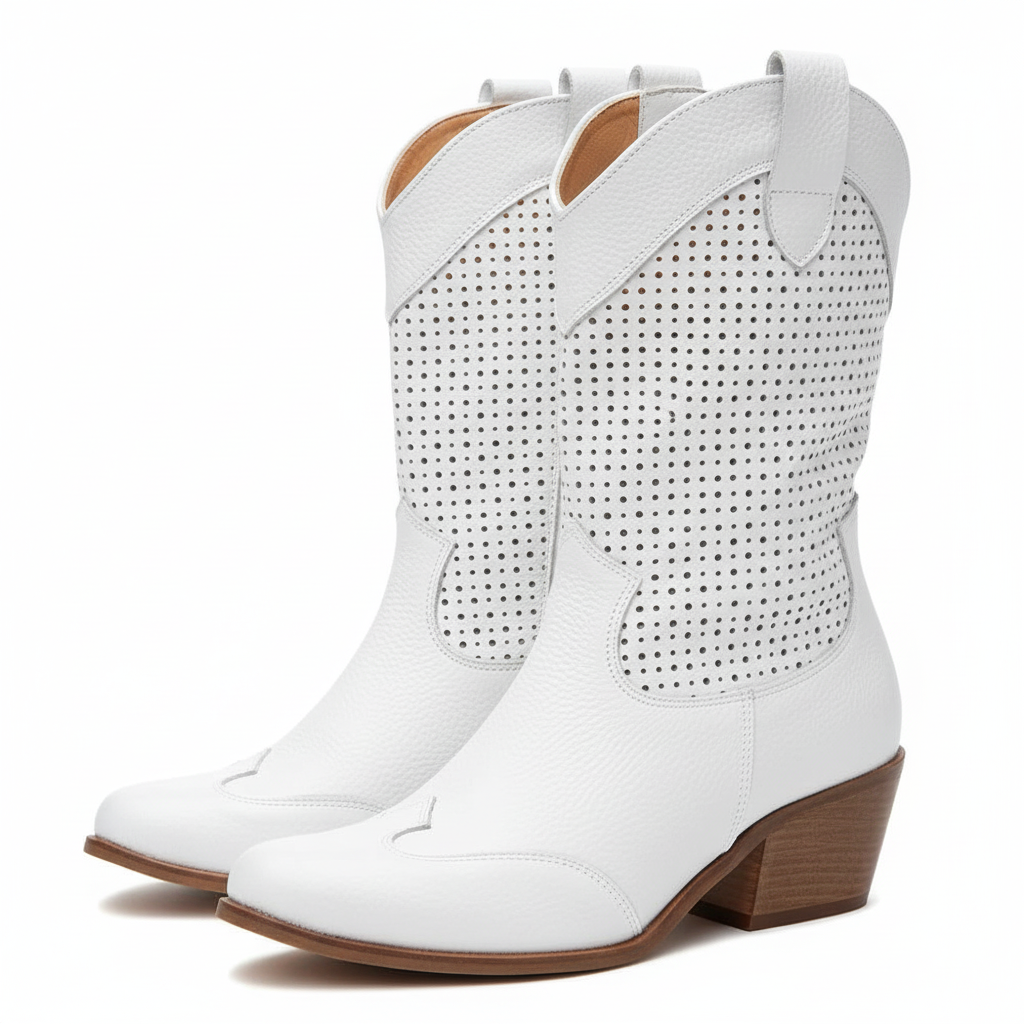 SUENTA Damen Cowboy-Stiefel Stilvoll Bequem Atmungsaktiv Seitliche Reißverschluss