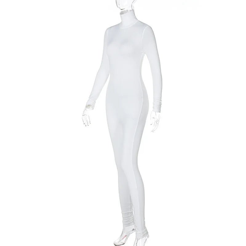 SUENTA Damen Jumpsuit Stilvoller Stretch-Jumpsuit Mit Elastischem Bund Weiß