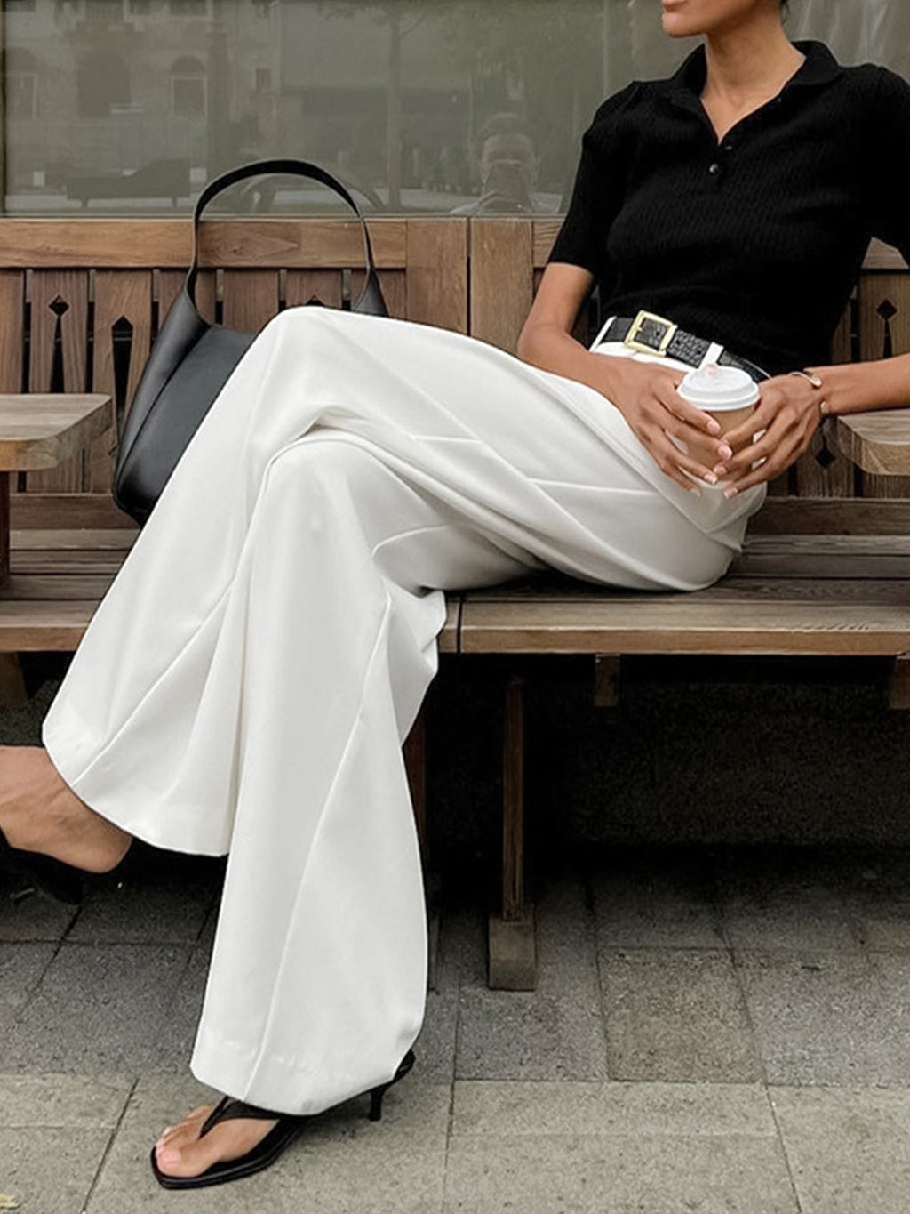 Inspire | Damen Plissierte Vorderseite Weite-Hosen mit Gürtel