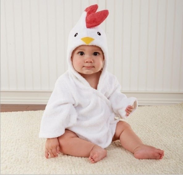 SUENTA Baby-Bademantel Baumwolle Tierkapuze Weicher Bequem Warm Huhn