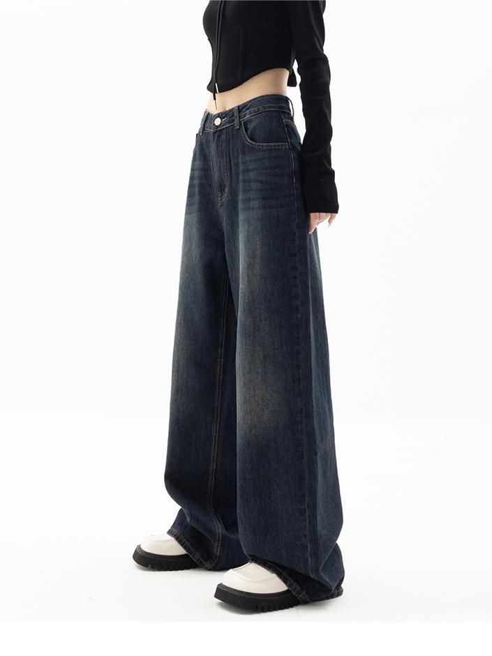 SUENTA Jeans Boyfriend-Fit Blauen Baumwollmischung Casual Vintage