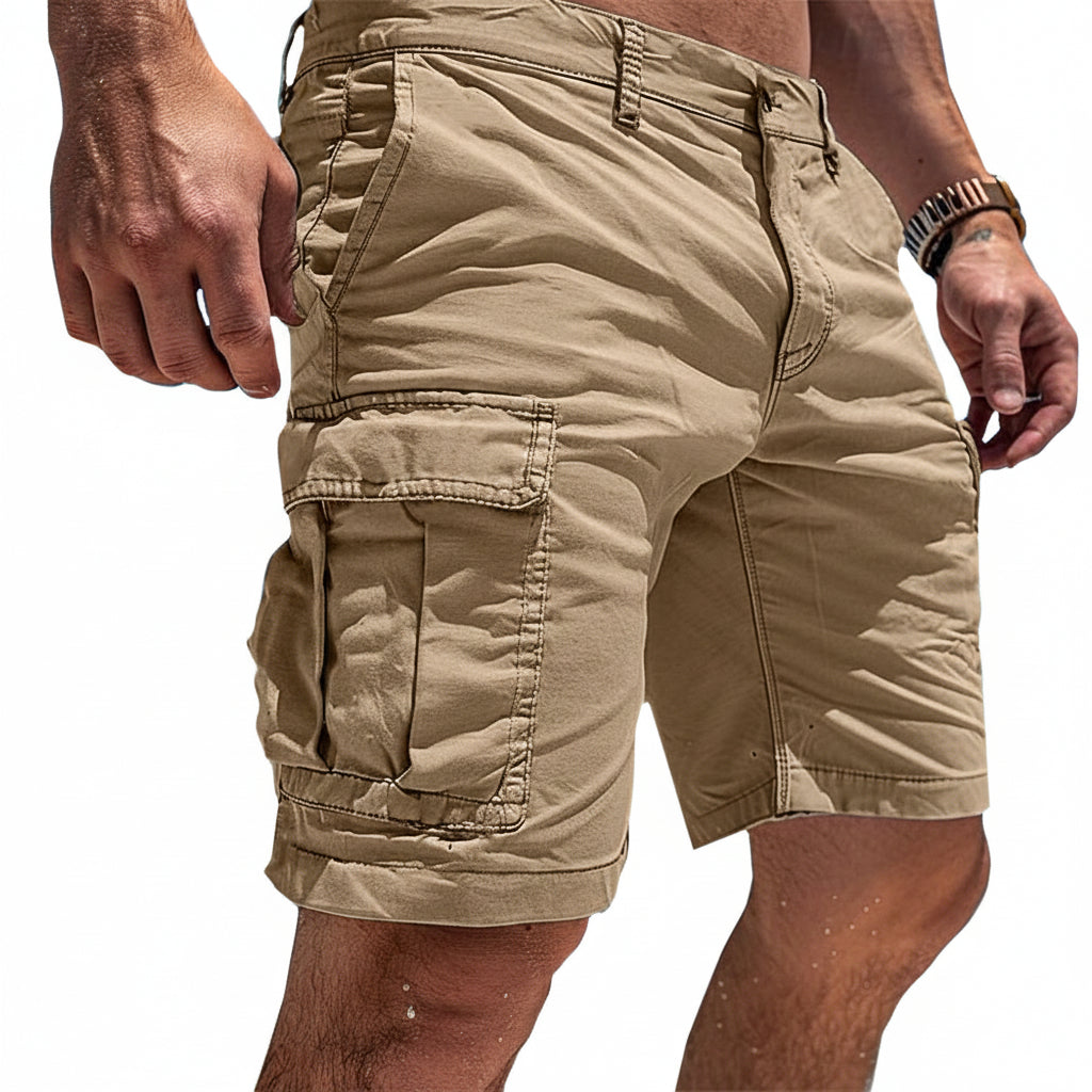 SUENTA Baumwoll-Cargoshorts Herren Leicht Atmungsaktiv Mit Taschen Beige