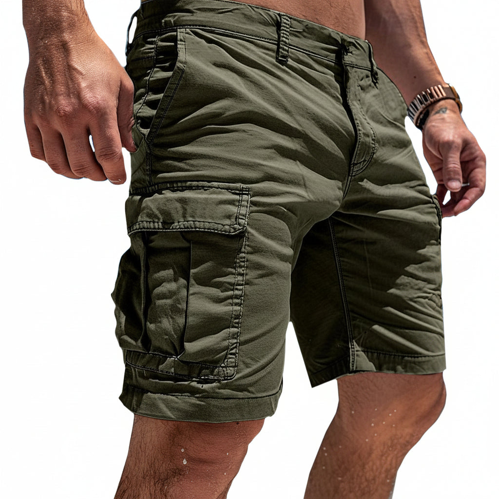 SUENTA Baumwoll-Cargoshorts Herren Leicht Atmungsaktiv Mit Taschen Grün