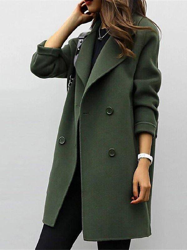 SUENTA Damen Trenchcoat Doppelreihige Mantel Strukturierte Silhouette Eleganz Olivgrün